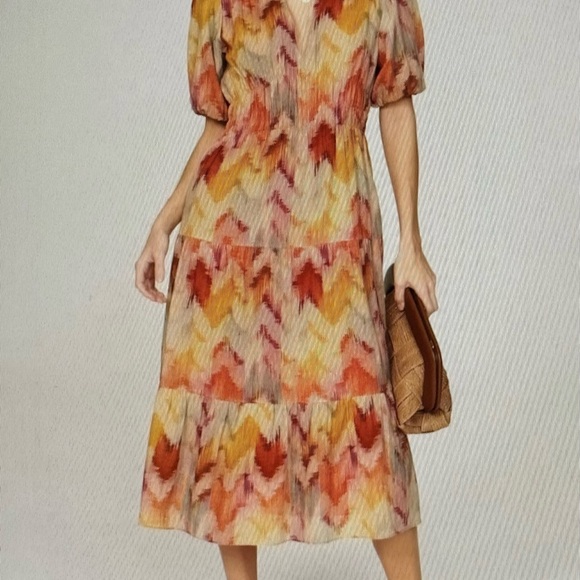 Ba&sh Anissa Chevron Midi Dress size S - Picture 9 of 15